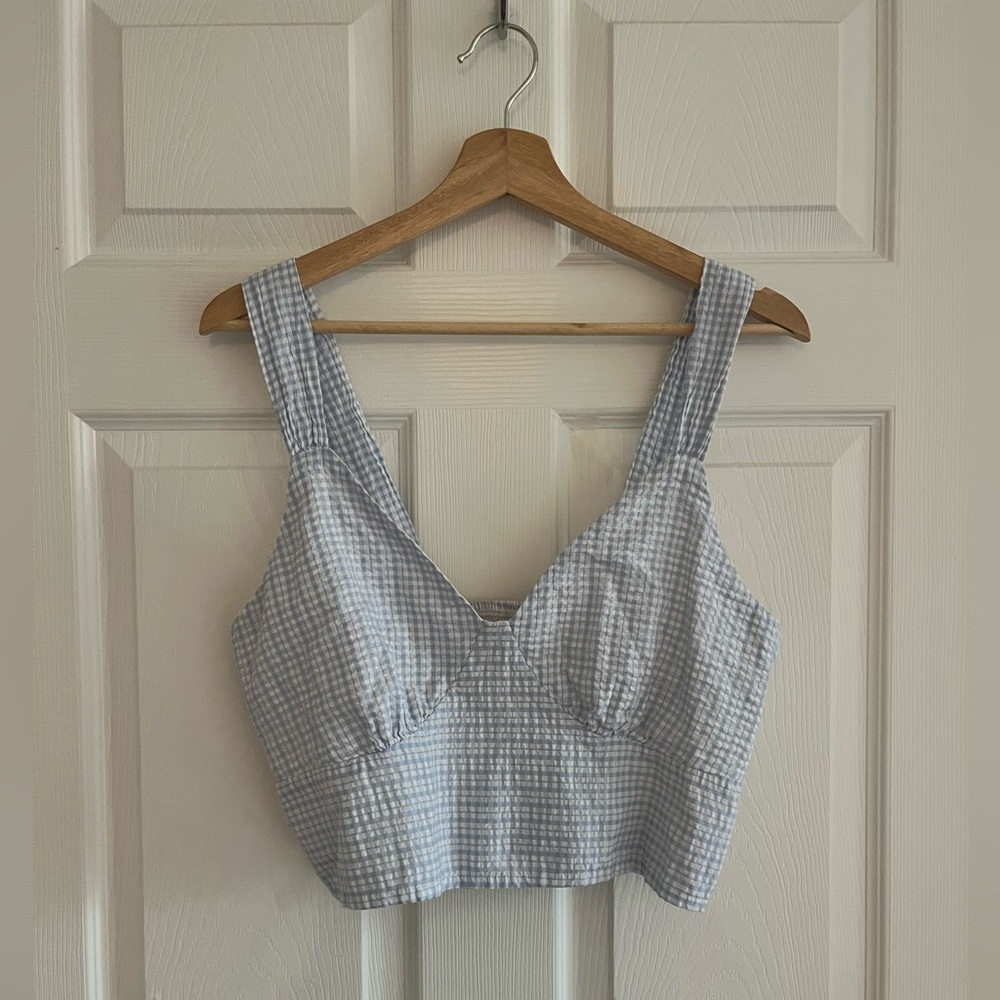 Blue Gingham Women's Top
